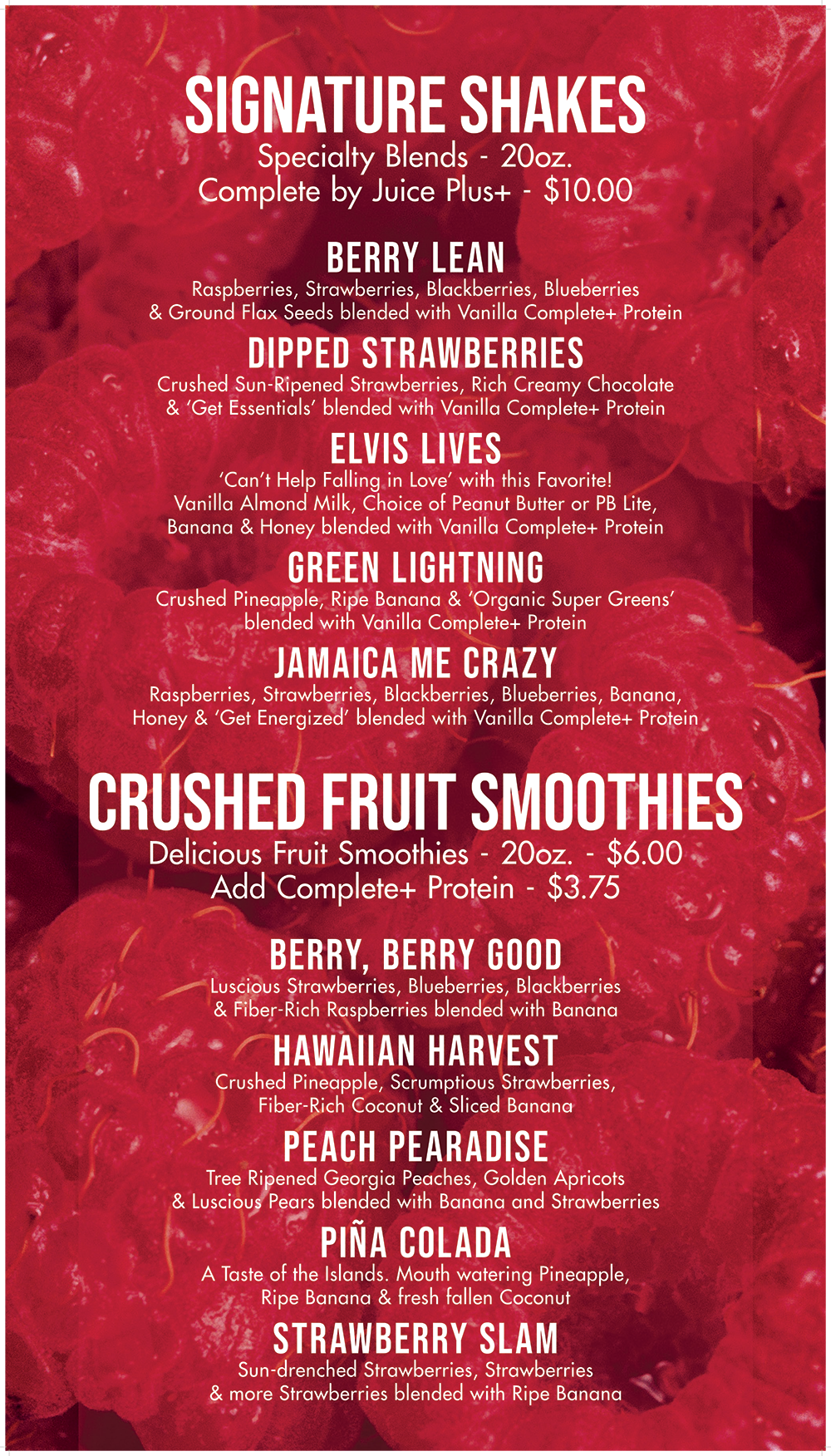 Smoothie Menu