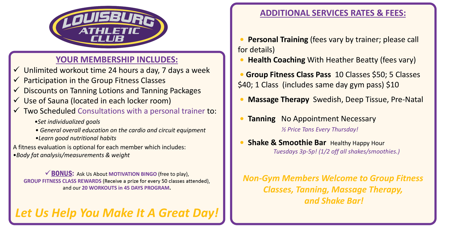 Louisburg Athletic Club Membership Rates