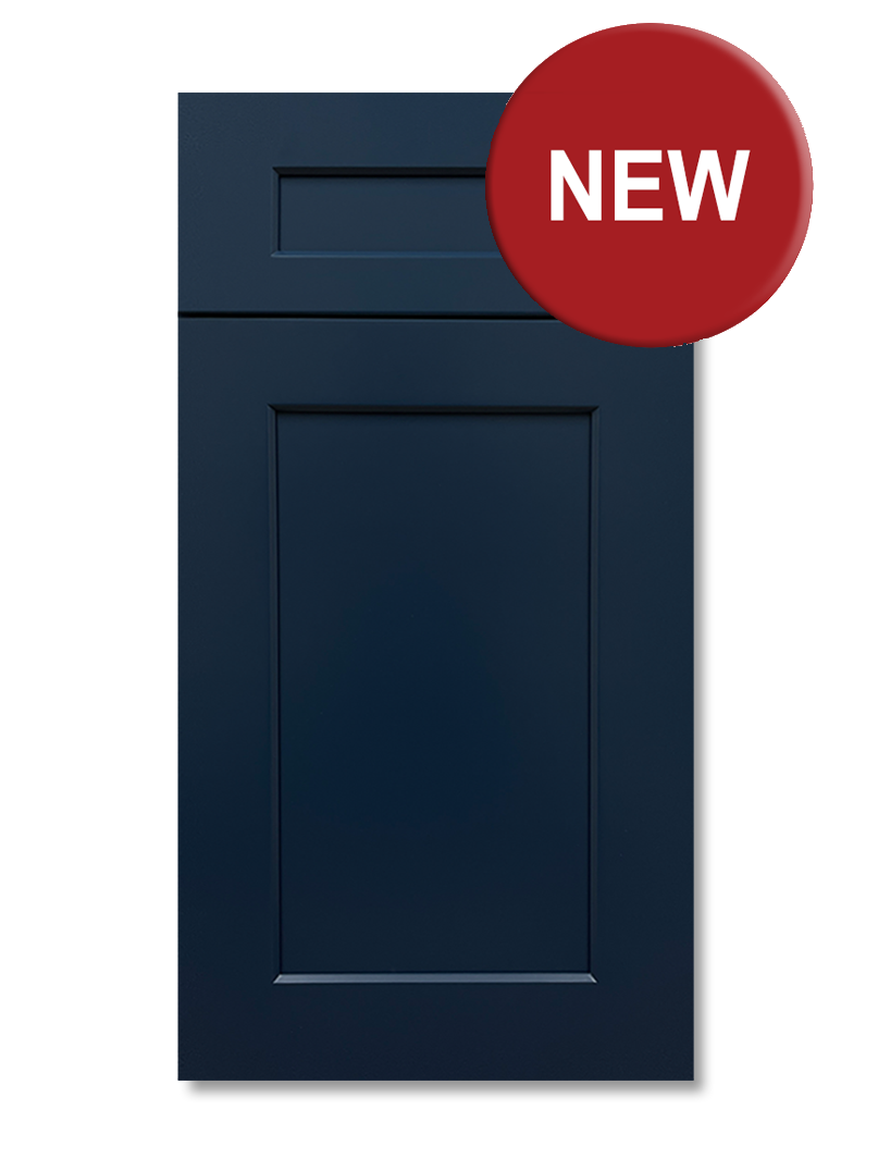 Dark blue cabinet door with raised panel, 
