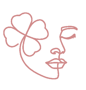 Un dibujo lineal del rostro de una mujer con una flor en el cabello.