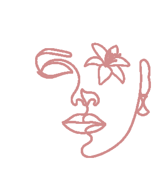 Un dibujo lineal del rostro de una mujer con una flor en los ojos.