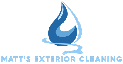 The logo for matt 's exterior cleaning shows a drop of water.