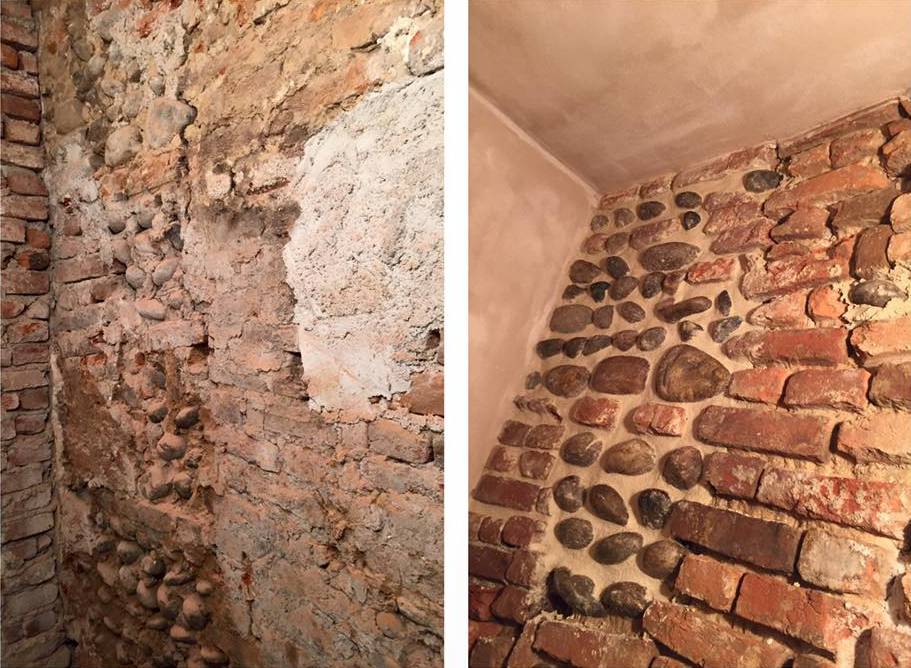 rifacimento pareti con mattoni in rilievo