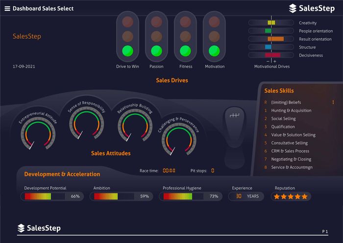 Een screenshot van SalesStep een online Assessment. 