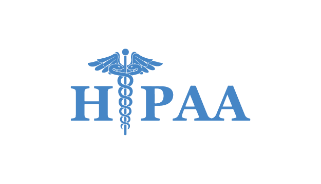 Blue HIPAA logo with caduceus symbol.