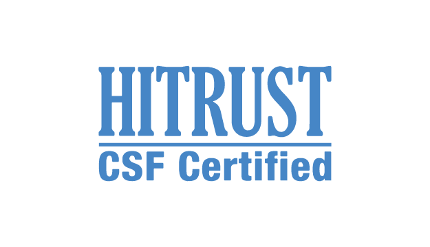 HITRUST CSF Certified logo in blue, on a white background.