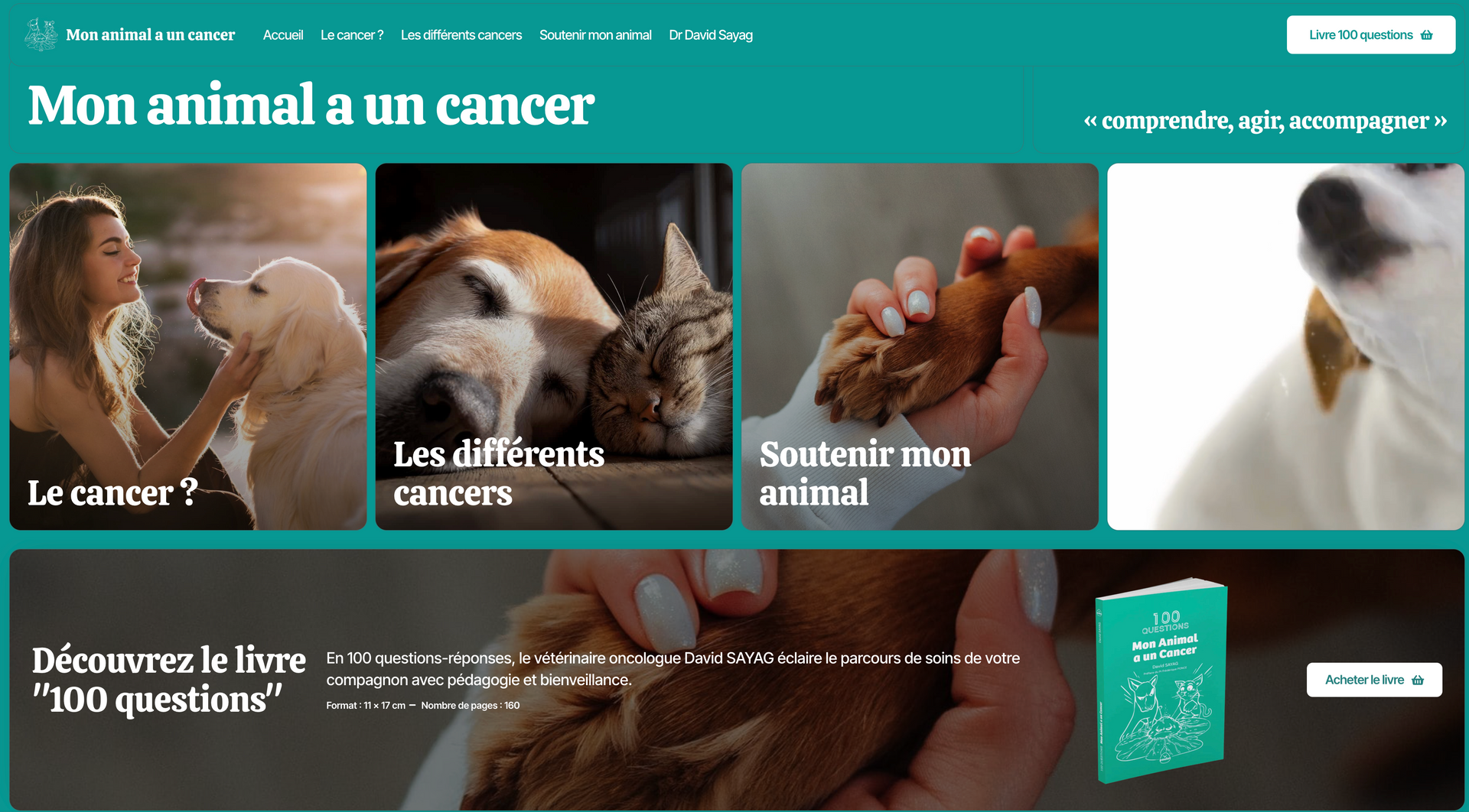Site web consacré au cancer chez les animaux de compagnie, proposant des articles sur le diagnostic et le traitement.