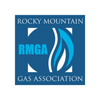 Logo for Rocky Mountain Gas Association; blue square with text and stylized flame.