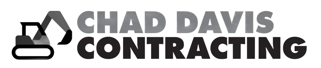 Chad Davis Contracting logo with a grayscale excavator.