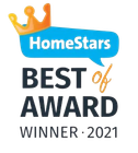 A logo for homestars best of award winner 2021