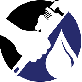 Venture Plumbing logo, a hand is holding a wrench in a blue circle.