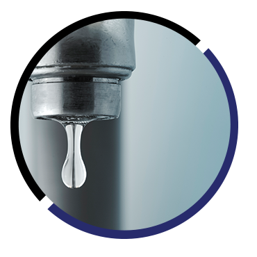 A faucet with a drop of water coming out of it