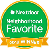 A green and yellow badge that says `` nextdoor neighborhood favorite ''.