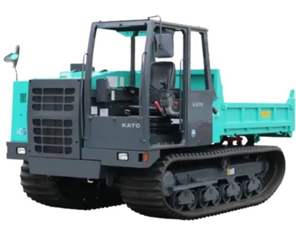 a blue and black tractor with the word kato on the side