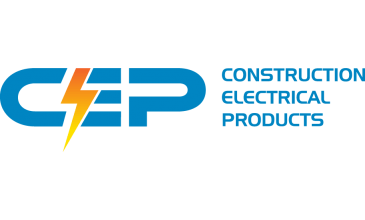 the logo for construction electrical products has a lightning bolt on it .