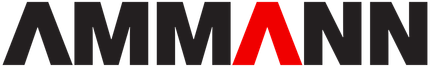 the word ammann is written in black and red on a white background .