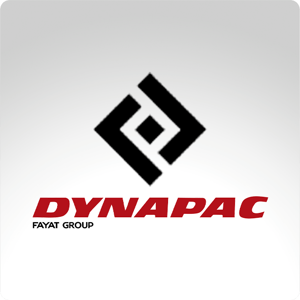 a logo for dynapac fayat group on a white background