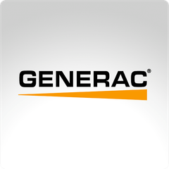 a black and orange logo for generac on a white background .