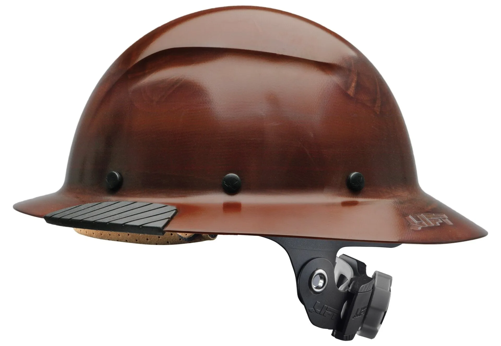 a brown hard hat with the letters lift on it