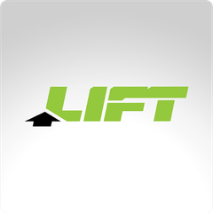 a green lift logo with an arrow pointing up