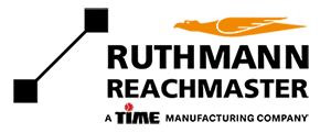 a logo for ruthmann reachmaster a time manufacturing company