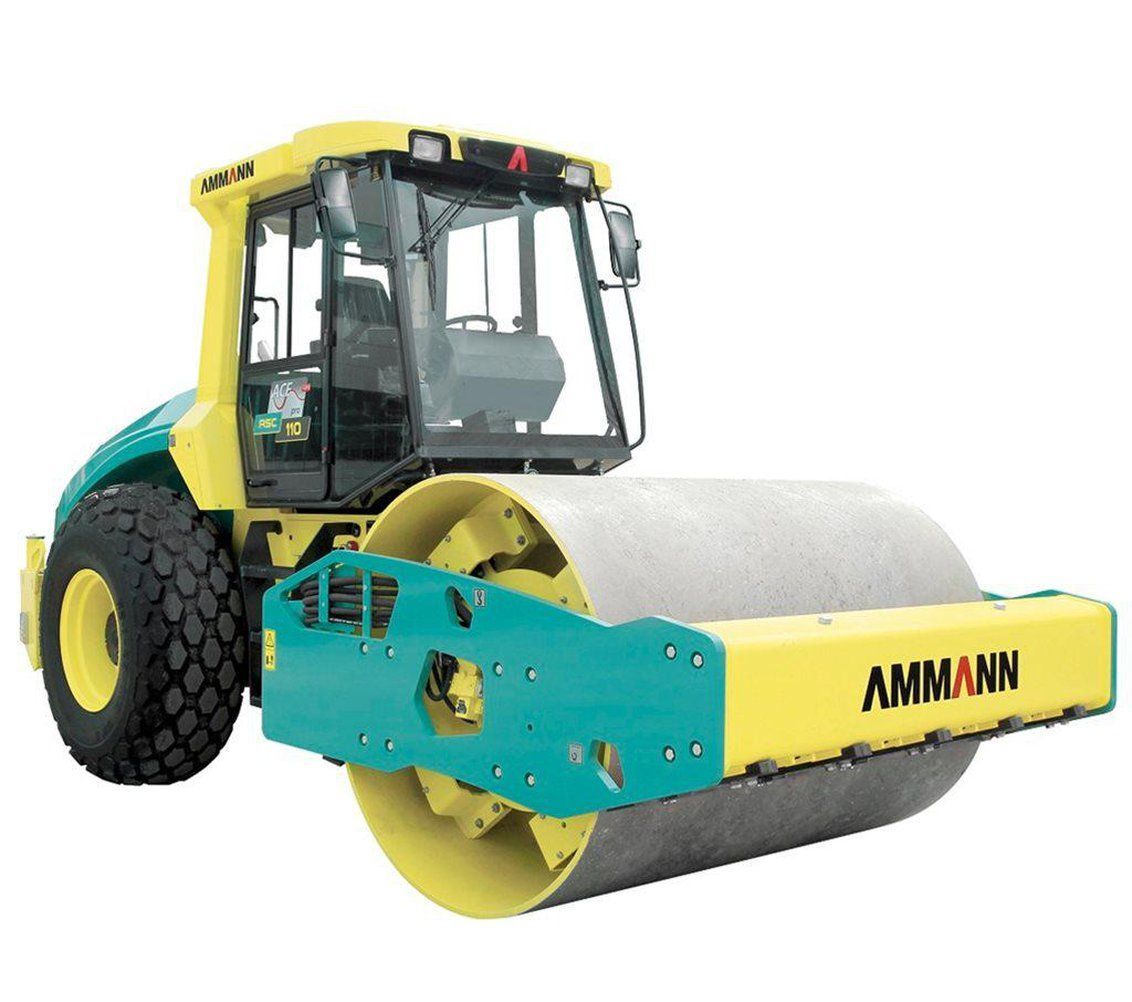 a yellow and blue ammann roller on a white background