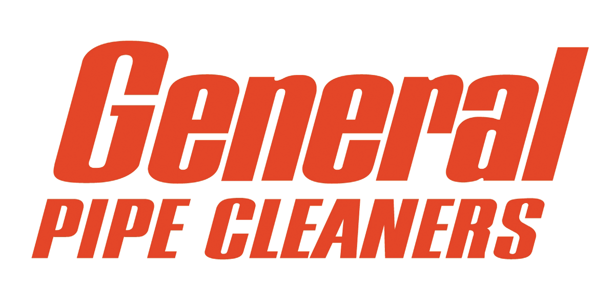 the logo for general pipe cleaners is red and white .