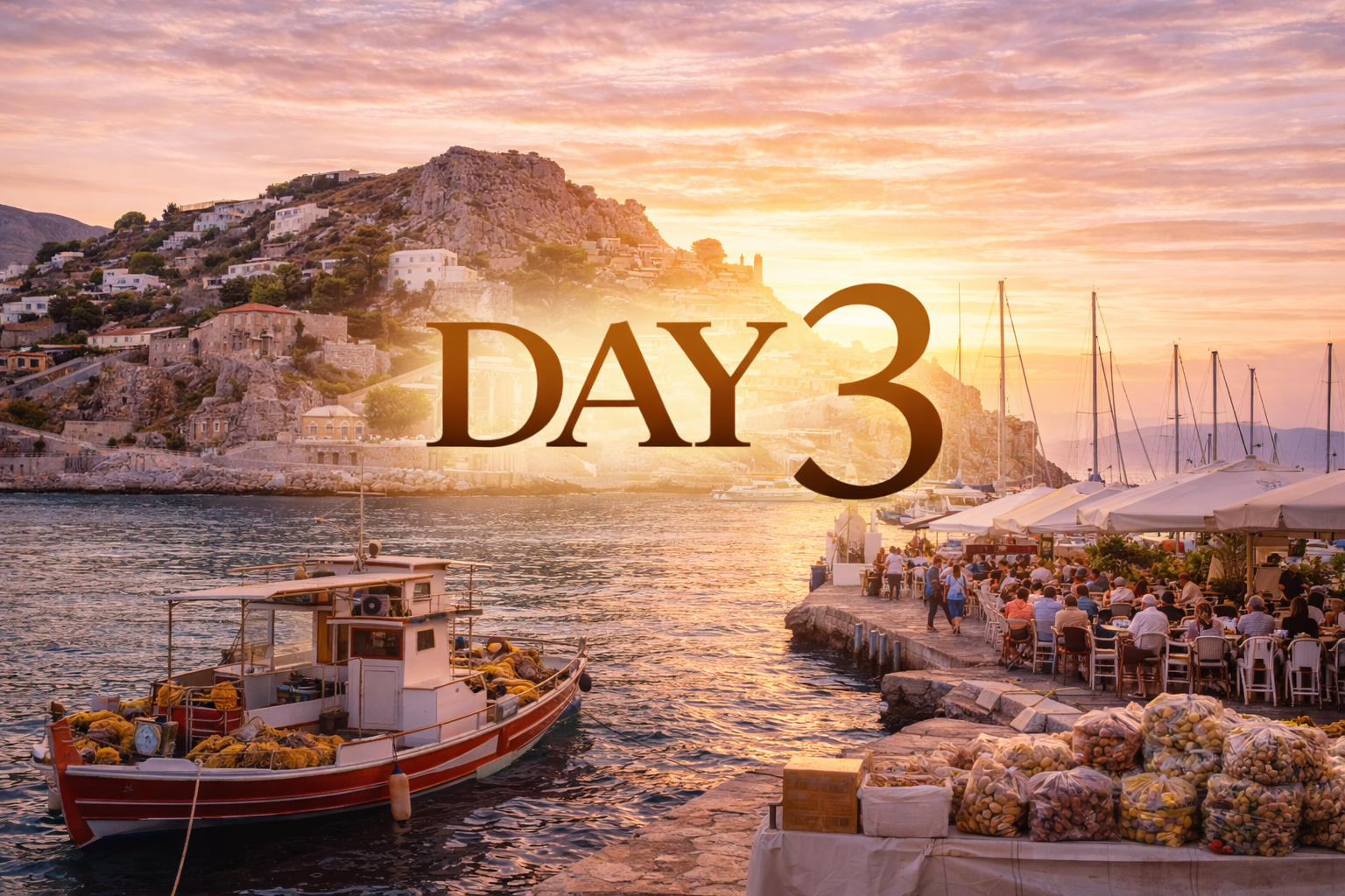 Harbor scene with boat and 