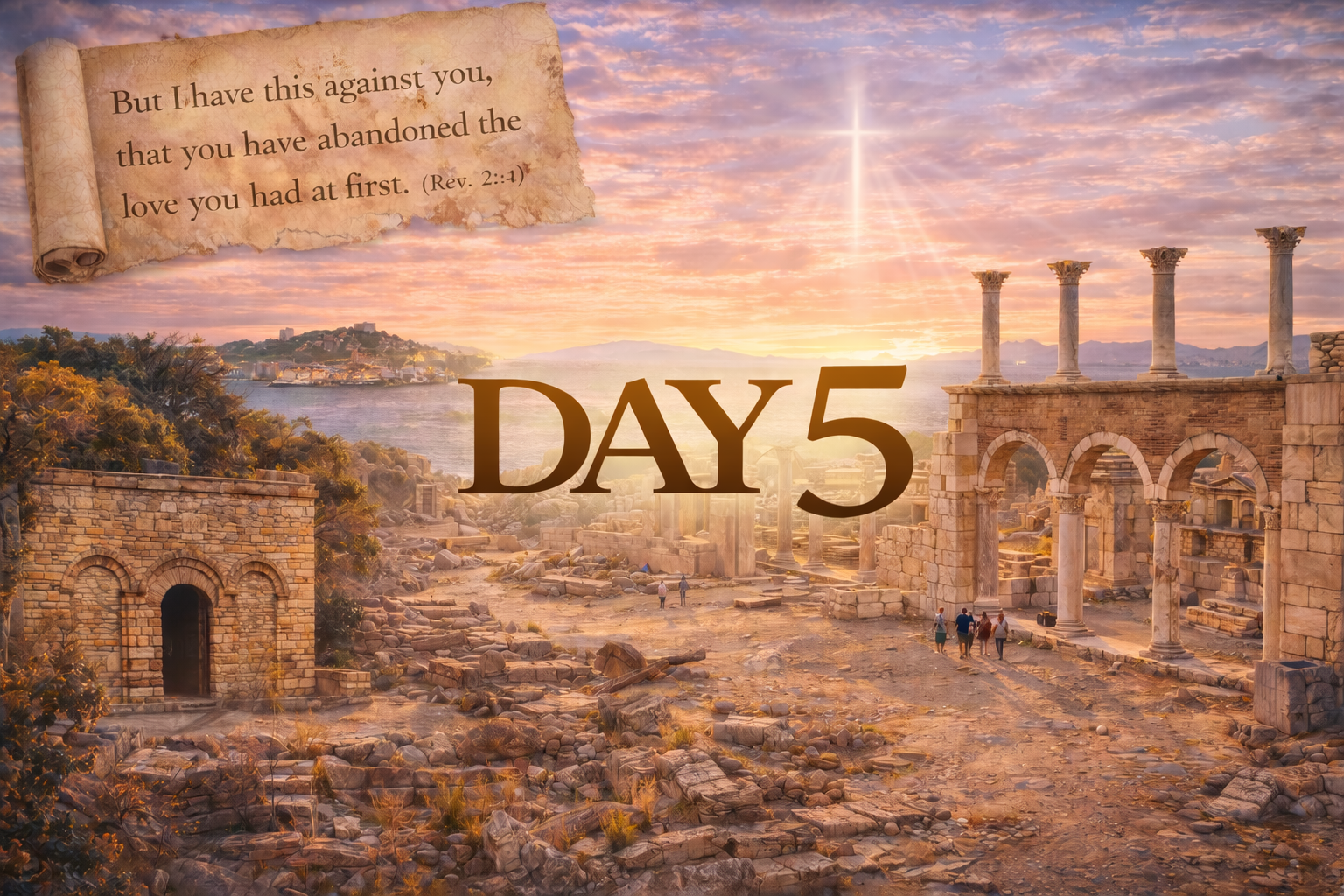 Ruined cityscape with 