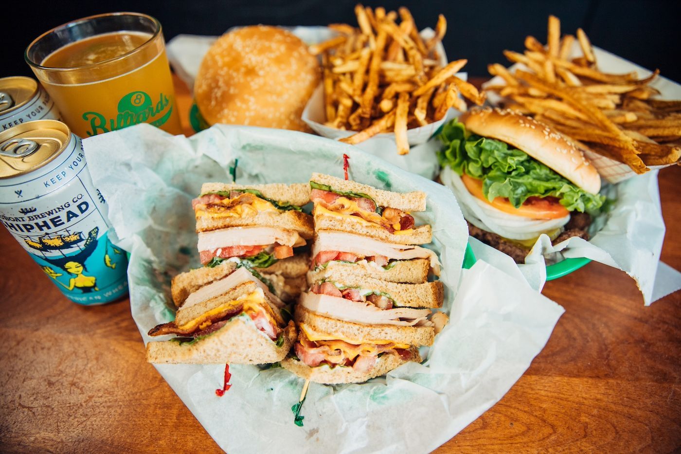 A Spread of Sandwiches, Burgers, Fries & Beers From Billiards on Broadway in Columbia, MO.