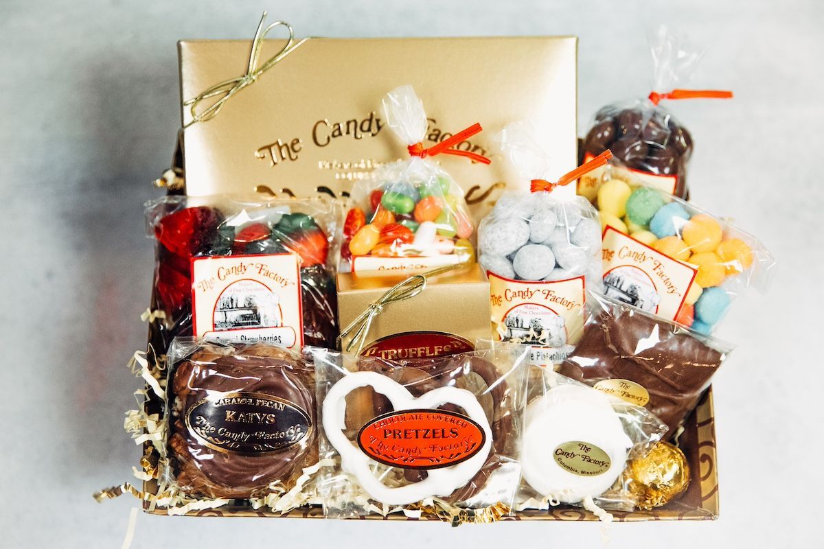 A Gift Basket From the Candy Factory in Columbia, MO. Find a Sweet Some Someone Special.