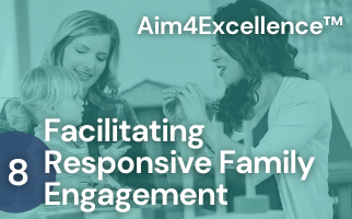 A woman is facilitating a responsive family engagement with a child.