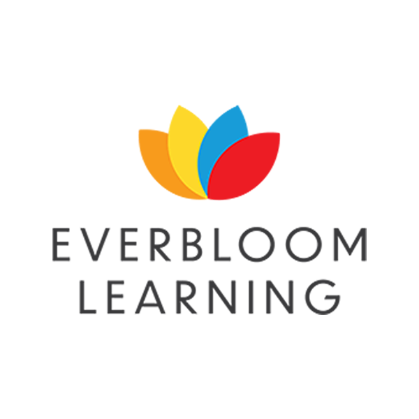 Everbloom Learning logo with multicolored flower petals above gray text