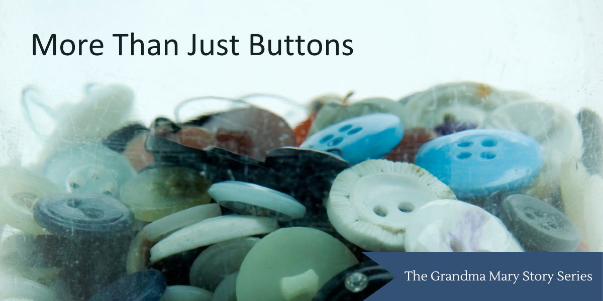 A pile of buttons with the words more than just buttons above them