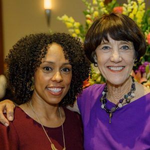 Myra Jones-Taylor and Libby Doggett smiling at the Opening Keynote Luncheon.