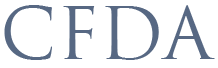 A logo for the cfda is shown on a white background.