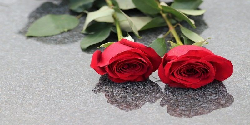 Red roses on a memorial symbolizing love and remembrance for funeral and cremation services in Petaluma, CA