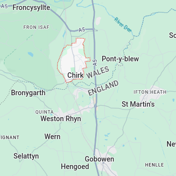 1st Choice Locksmiths 07808 918288 A map showing the location of Chirk, Wrexham in the united kingdom. Served by 1st Choice locksmith