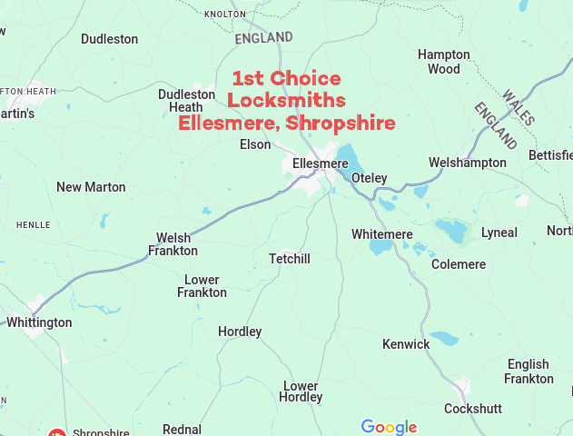1st Choice Locksmiths 07808 918288 A map showing the location of Chirk, Wrexham in the united kingdom. Served by 1st Choice locksmith