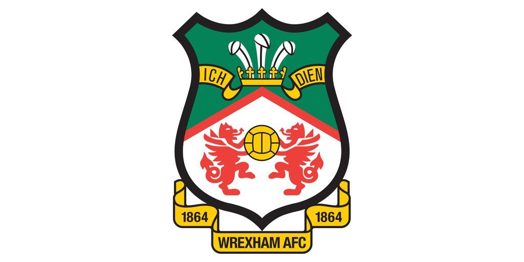A shield Wrexham Football Club with two lions and a soccer ball on it - customer of 1st choice Wrexham Locksmiths
