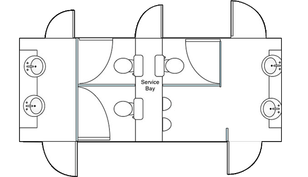 2 + 1 luxury toilet hire floorplan layout from little rooms
