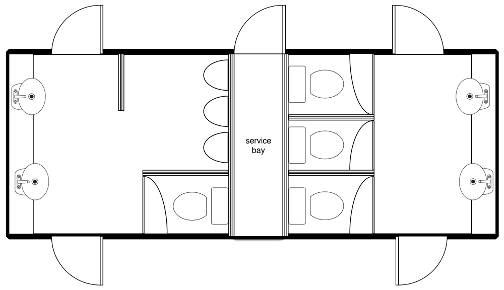 3 + 1 luxury toilet hire floorplan layout from little rooms
