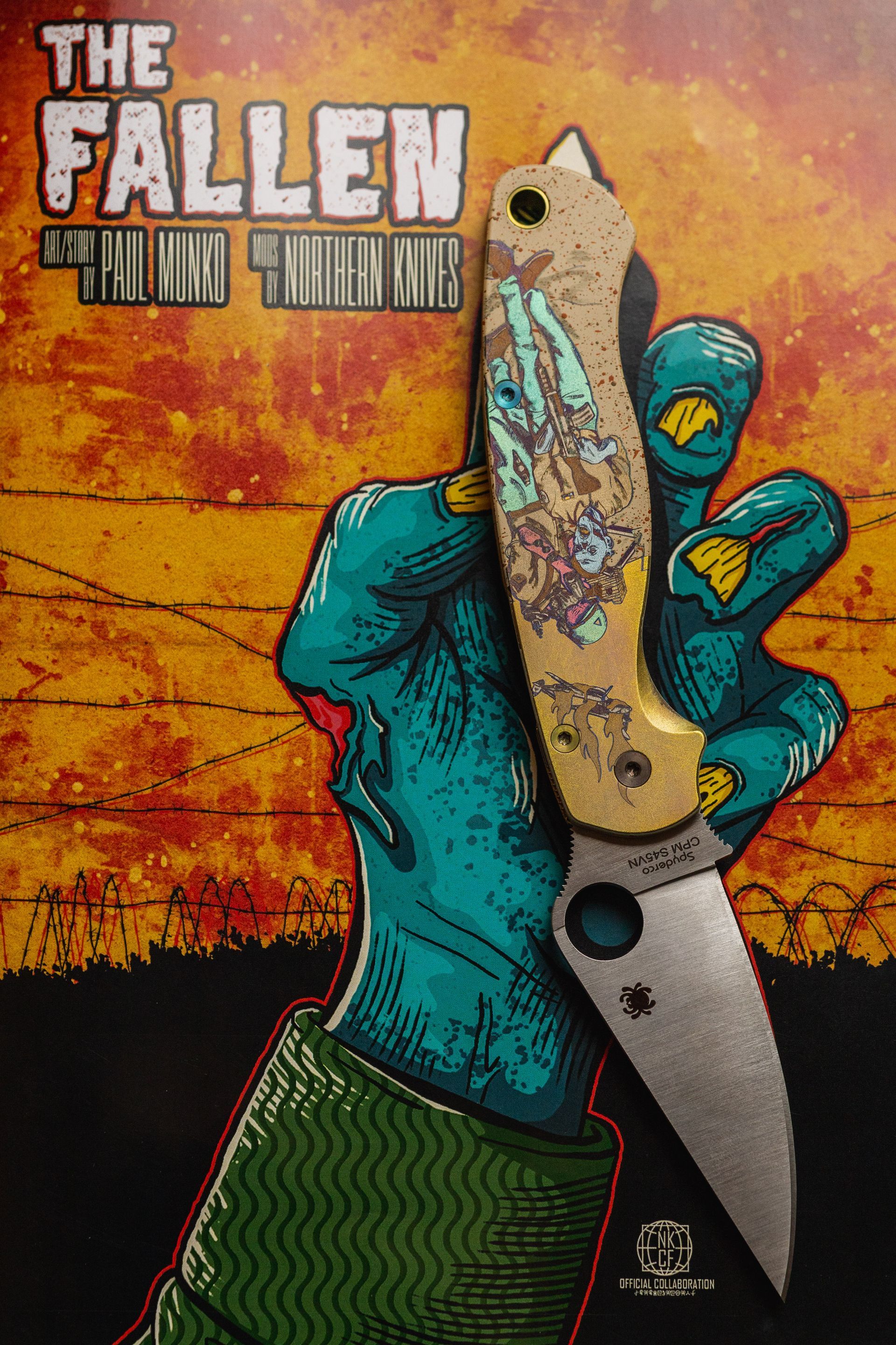 Open and closed composite image of the Northern Knives x Colorful Filth Benchmade Bugout