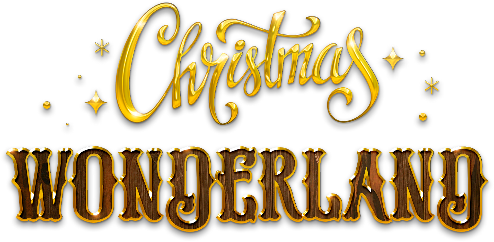 The word christmas wonderland is written in red on a white background.