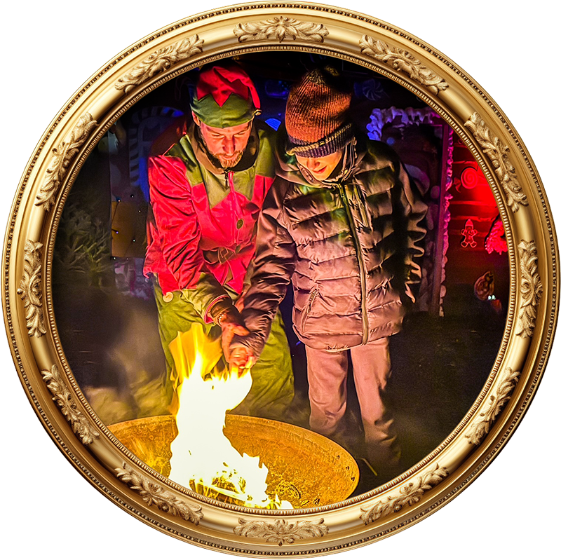 Picture Frame Elf cooking marshmallows
