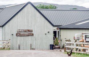 auchingarric wooden barn entrance