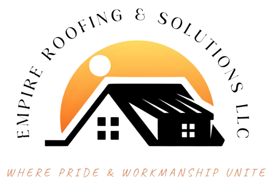 Logo: black house silhouette over a gradient sunset, with company name and tagline.