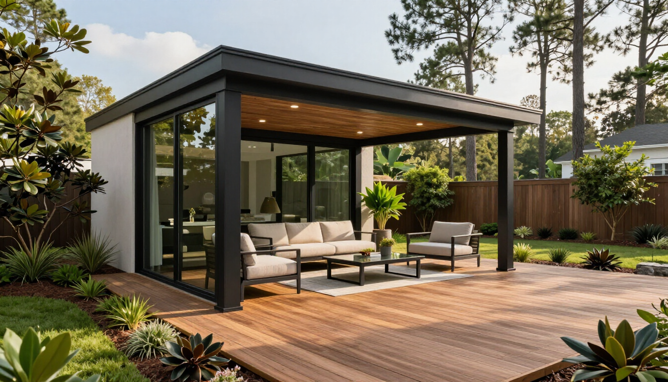 A beautiful custom outdoor living space featuring a deck and patio in Birmingham.