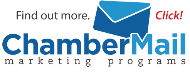 A blue logo for chamber mail marketing programs