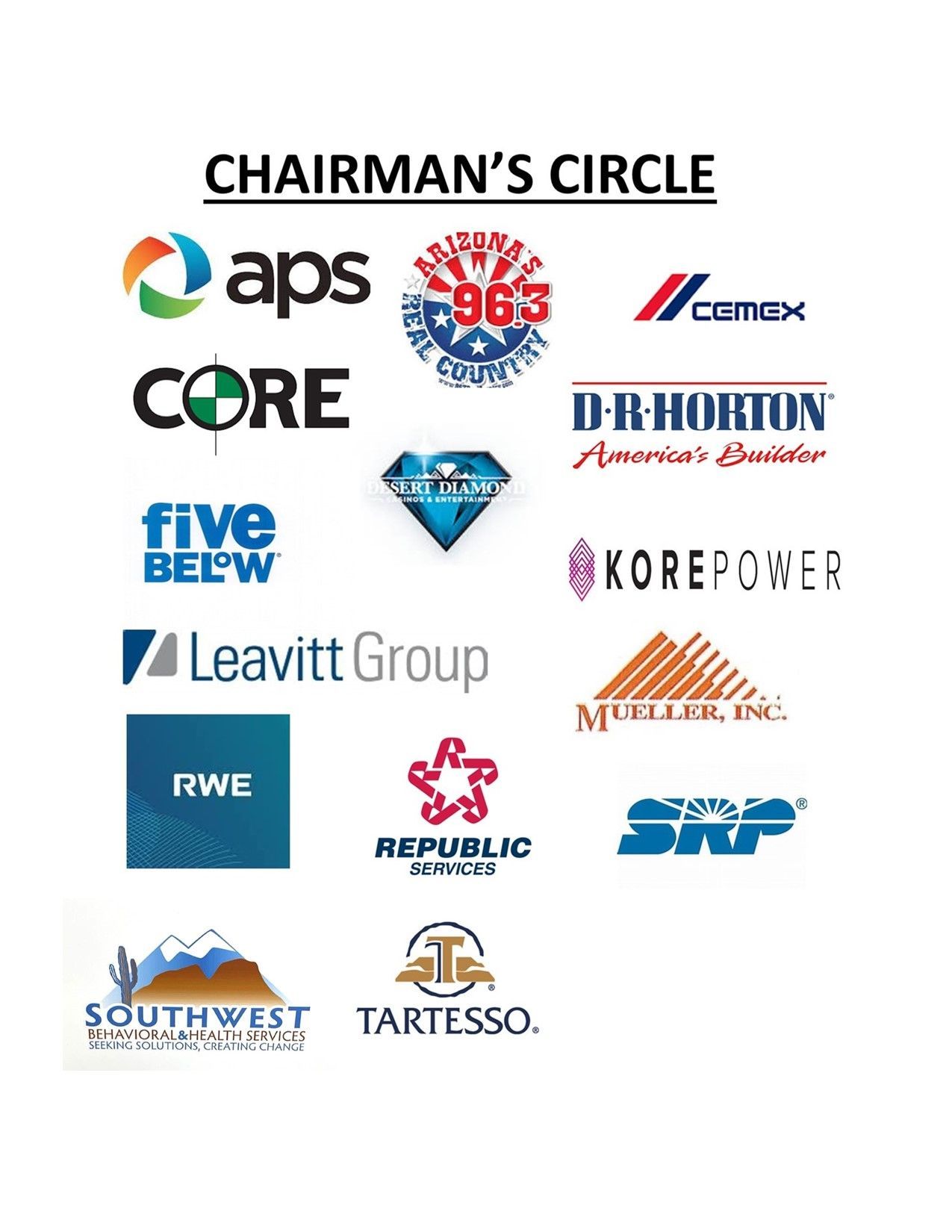 A chairman 's circle with logos on a white background.